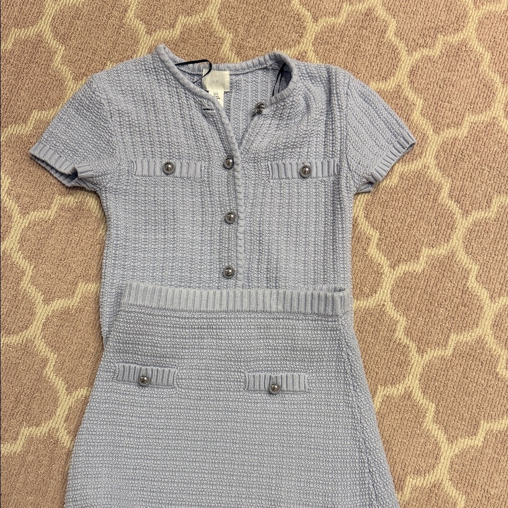 H&M Light Gray Textured Mini Dress